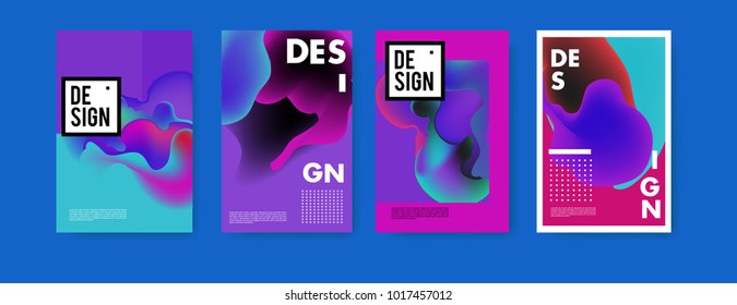 Abstract colorful liquid and fluid colors background for poster design. Blue, yellow, red, orange, pink and green. Vector banner poster template in Eps10.