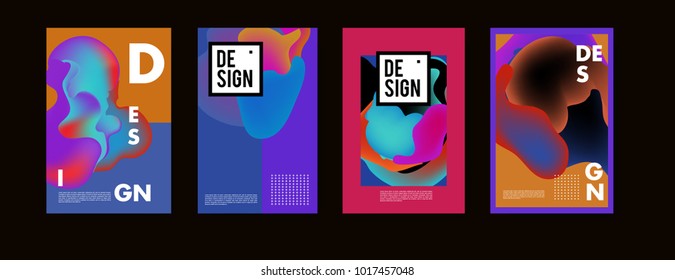 Abstract colorful liquid and fluid colors background for poster design. Blue, yellow, red, orange, pink and green. Vector banner poster template in Eps10.