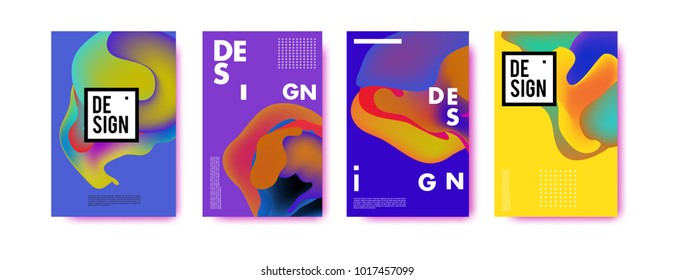 Abstract colorful liquid and fluid colors background for poster design. Blue, yellow, red, orange, pink and green. Vector banner poster template in Eps10.