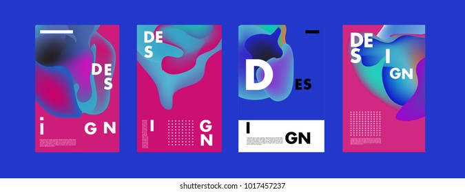 Abstract colorful liquid and fluid colors background for poster design. Blue, yellow, red, orange, pink and green. Vector banner poster template in Eps10.