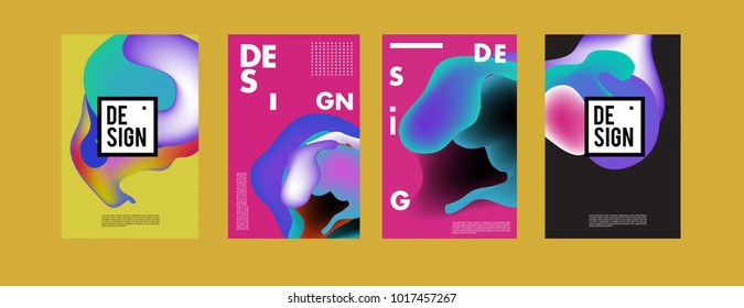 Abstract colorful liquid and fluid colors background for poster design. Blue, yellow, red, orange, pink and green. Vector banner poster template in Eps10.