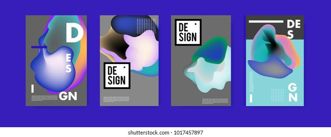Abstract colorful liquid and fluid colors background for poster design. Blue, yellow, red, orange, pink and green. Vector banner poster template in Eps10.