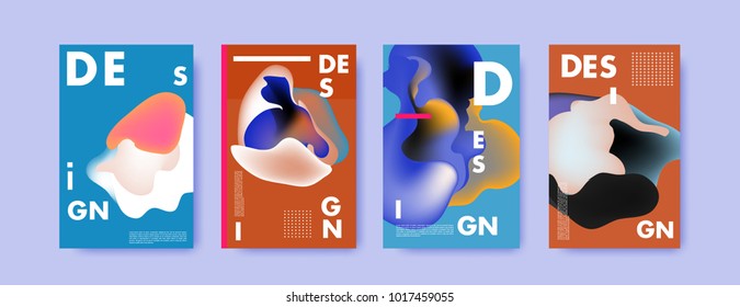 Abstract colorful liquid and fluid colors background for poster design. Blue, yellow, red, orange, pink and green. Vector banner poster template in Eps10.