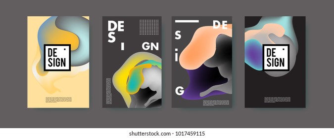 Abstract colorful liquid and fluid colors background for poster design. Blue, yellow, red, orange, pink and green. Vector banner poster template in Eps10.