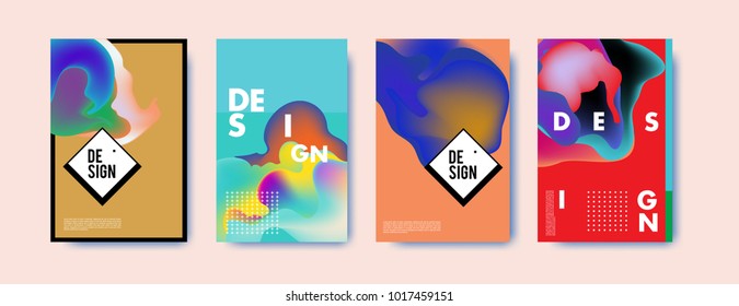 Abstract colorful liquid and fluid colors background for poster design. Blue, yellow, red, orange, pink and green. Vector banner poster template in Eps10.