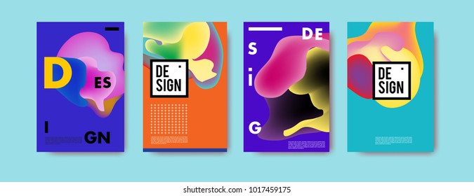 Abstract colorful liquid and fluid colors background for poster design. Blue, yellow, red, orange, pink and green. Vector banner poster template in Eps10.