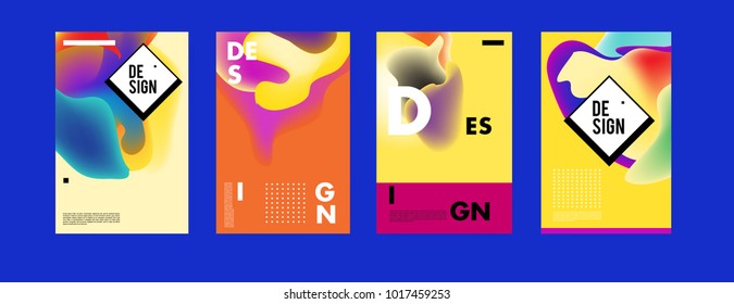 Abstract colorful liquid and fluid colors background for poster design. Blue, yellow, red, orange, pink and green. Vector banner poster template in Eps10.