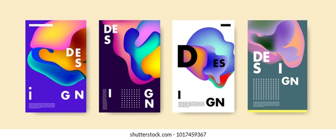 Abstract colorful liquid and fluid colors background for poster design. Blue, yellow, red, orange, pink and green. Vector banner poster template in Eps10.