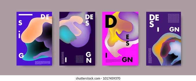 Abstract colorful liquid and fluid colors background for poster design. Blue, yellow, red, orange, pink and green. Vector banner poster template in Eps10.