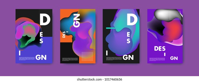 Abstract colorful liquid and fluid colors background for poster design. Blue, yellow, red, orange, pink and green. Vector banner poster template in Eps10.