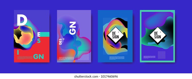 Abstract colorful liquid and fluid colors background for poster design. Blue, yellow, red, orange, pink and green. Vector banner poster template in Eps10.