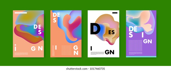 Abstract colorful liquid and fluid colors background for poster design. Blue, yellow, red, orange, pink and green. Vector banner poster template in Eps10.
