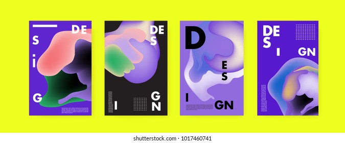 Abstract colorful liquid and fluid colors background for poster design. Blue, yellow, red, orange, pink and green. Vector banner poster template in Eps10.