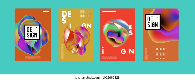 Abstract colorful liquid and fluid colors background for poster design. Blue, yellow, red, orange, pink and green. Vector banner poster template in Eps10.