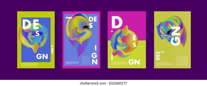 Abstract colorful liquid and fluid colors background for poster design. Blue, yellow, red, orange, pink and green. Vector banner poster template in Eps10.