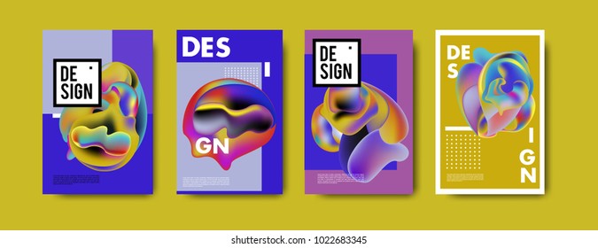 Abstract colorful liquid and fluid colors background for poster design. Blue, yellow, red, orange, pink and green. Vector banner poster template in Eps10.