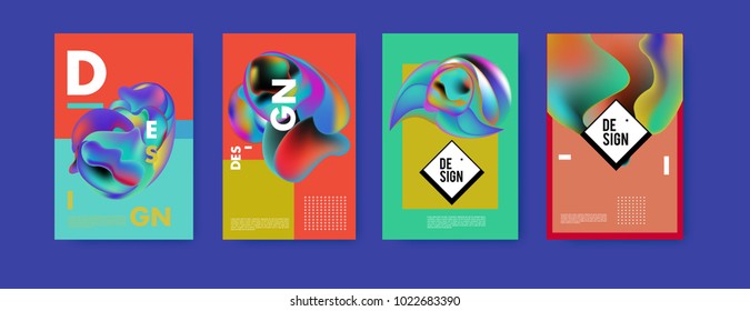 Abstract colorful liquid and fluid colors background for poster design. Blue, yellow, red, orange, pink and green. Vector banner poster template in Eps10.