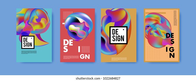 Abstract colorful liquid and fluid colors background for poster design. Blue, yellow, red, orange, pink and green. Vector banner poster template in Eps10.