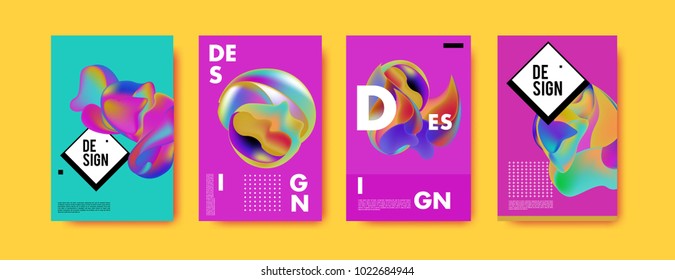 Abstract colorful liquid and fluid colors background for poster design. Blue, yellow, red, orange, pink and green. Vector banner poster template in Eps10.