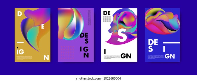 Abstract colorful liquid and fluid colors background for poster design. Blue, yellow, red, orange, pink and green. Vector banner poster template in Eps10.