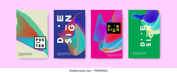 Abstract colorful liquid and fluid pattern background for poster design. Blue, yellow, red, orange, pink and green. Vector banner poster template in Eps10.