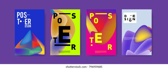 Abstract colorful liquid and fluid pattern background for poster design. Blue, yellow, red, orange, pink and green. Vector banner poster template in Eps10.