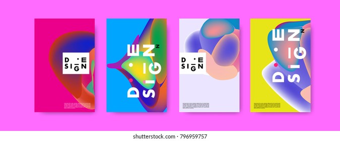 Abstract colorful liquid and fluid pattern background for poster design. Blue, yellow, red, orange, pink and green. Vector banner poster template in Eps10.