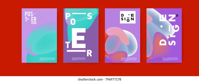 Abstract colorful liquid and fluid pattern background for poster design. Blue, yellow, red, orange, pink and green. Vector banner poster template in Eps10.
