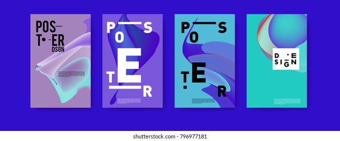 Abstract colorful liquid and fluid pattern background for poster design. Blue, yellow, red, orange, pink and green. Vector banner poster template in Eps10.