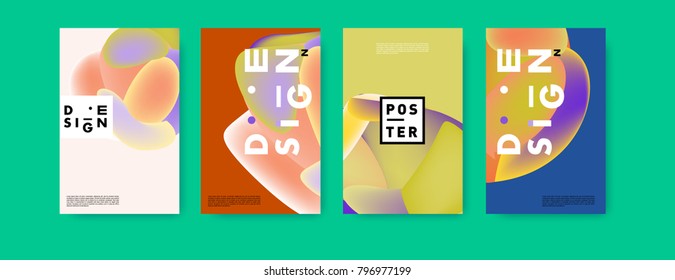 Abstract colorful liquid and fluid pattern background for poster design. Blue, yellow, red, orange, pink and green. Vector banner poster template in Eps10.