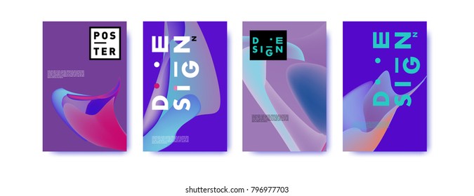 Abstract colorful liquid and fluid pattern background for poster design. Blue, yellow, red, orange, pink and green. Vector banner poster template in Eps10.
