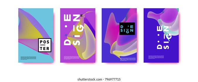 Abstract colorful liquid and fluid pattern background for poster design. Blue, yellow, red, orange, pink and green. Vector banner poster template in Eps10.