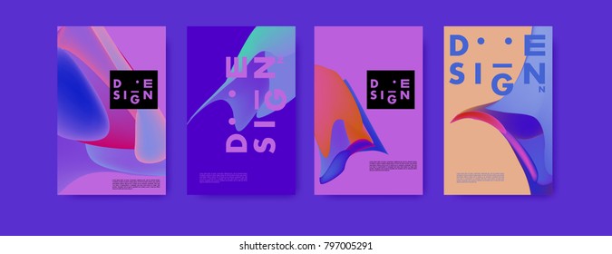 Abstract colorful liquid and fluid pattern background for poster design. Blue, yellow, red, orange, pink and green. Vector banner poster template in Eps10.