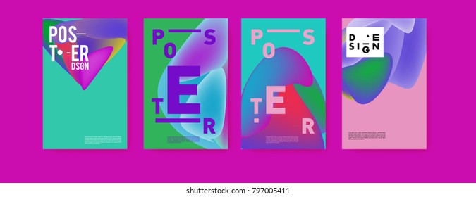 Abstract colorful liquid and fluid pattern background for poster design. Blue, yellow, red, orange, pink and green. Vector banner poster template in Eps10.