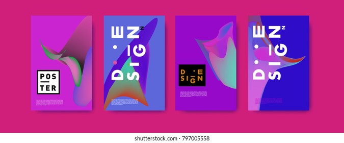 Abstract colorful liquid and fluid pattern background for poster design. Blue, yellow, red, orange, pink and green. Vector banner poster template in Eps10.