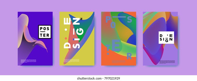 Abstract colorful liquid and fluid pattern background for poster design. Blue, yellow, red, orange, pink and green. Vector banner poster template in Eps10.