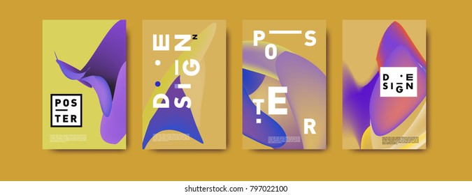 Abstract colorful liquid and fluid pattern background for poster design. Blue, yellow, red, orange, pink and green. Vector banner poster template in Eps10.