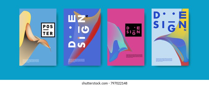 Abstract colorful liquid and fluid pattern background for poster design. Blue, yellow, red, orange, pink and green. Vector banner poster template in Eps10.