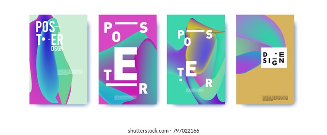 Abstract colorful liquid and fluid pattern background for poster design. Blue, yellow, red, orange, pink and green. Vector banner poster template in Eps10.