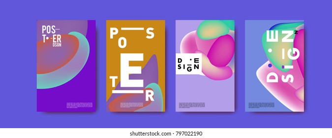 Abstract colorful liquid and fluid pattern background for poster design. Blue, yellow, red, orange, pink and green. Vector banner poster template in Eps10.