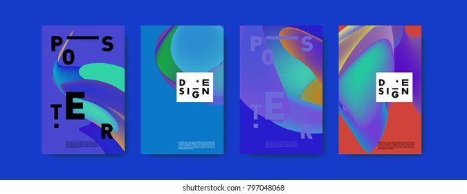 Abstract colorful liquid and fluid pattern background for poster design. Blue, yellow, red, orange, pink and green. Vector banner poster template in Eps10.