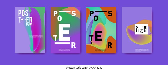 Abstract colorful liquid and fluid pattern background for poster design. Blue, yellow, red, orange, pink and green. Vector banner poster template in Eps10.