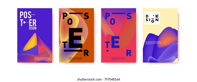 Abstract colorful liquid and fluid pattern background for poster design. Blue, yellow, red, orange, pink and green. Vector banner poster template in Eps10.