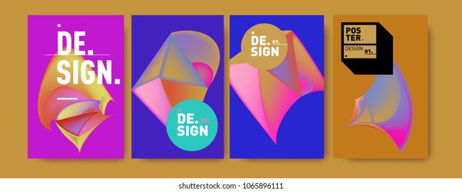 Abstract colorful liquid and geometric pattern background for poster design. Blue, yellow, red, orange, pink and green. Vector banner poster template in Eps10.