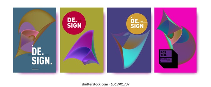 Abstract colorful liquid and geometric pattern background for poster design. Blue, yellow, red, orange, pink and green. Vector banner poster template in Eps10.