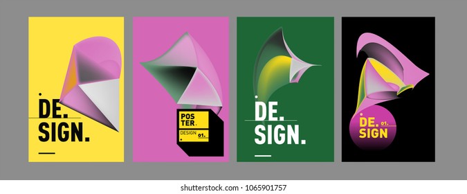 Abstract colorful liquid and geometric pattern background for poster design. Blue, yellow, red, orange, pink and green. Vector banner poster template in Eps10.