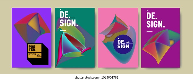 Abstract colorful liquid and geometric pattern background for poster design. Blue, yellow, red, orange, pink and green. Vector banner poster template in Eps10.