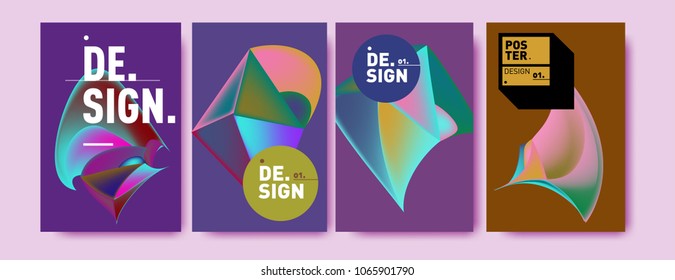 Abstract colorful liquid and geometric pattern background for poster design. Blue, yellow, red, orange, pink and green. Vector banner poster template in Eps10.