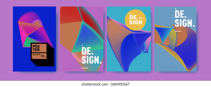 Abstract colorful liquid and geometric pattern background for poster design. Blue, yellow, red, orange, pink and green. Vector banner poster template in Eps10.