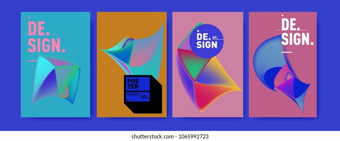 Abstract colorful liquid and geometric pattern background for poster design. Blue, yellow, red, orange, pink and green. Vector banner poster template in Eps10.